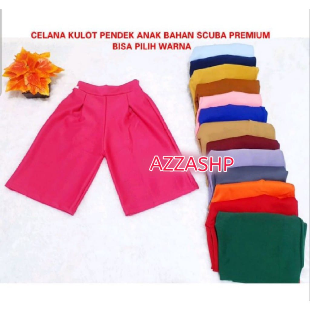 Celana Kulot Anak 3/4 Scuba Premium Usia 2-9 Tahun Bisa Pilih Warna