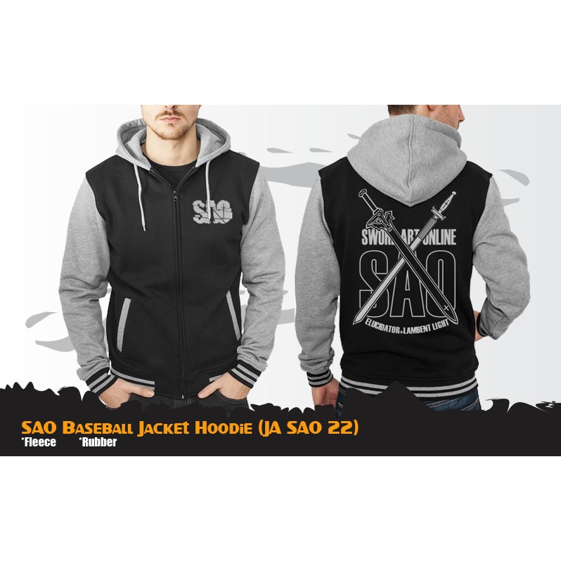 Jaket Anime Sword Art Online Baseball Hoodie JA SAO 22 - Jaket Kirito