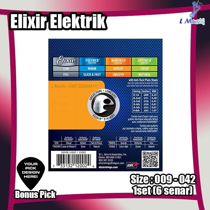 ORIGINAL SENAR GITAR ELIXIR NANOWEB POLYWEB AKUSTIK ELEKTRIK - ACOUSTIC ELEKTRIC GUITAR STRINGS |NICKEL PLATED STEEL|PHOSPHOR BRONZE