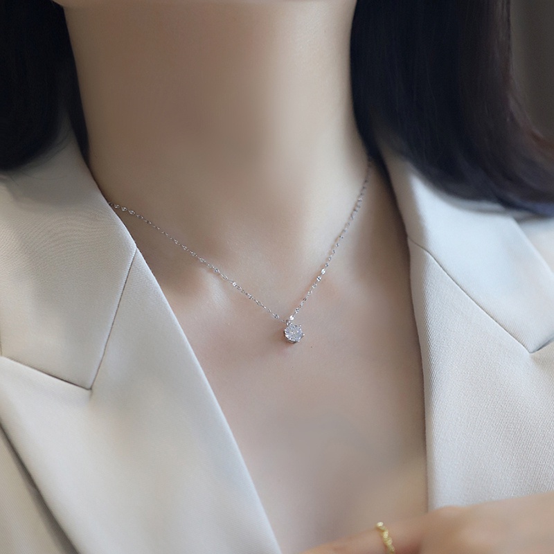 Charm Big Crystal Pendant Necklace Kalung Shining Korea Clavicle Chain Necklaces Women Party Jewelry