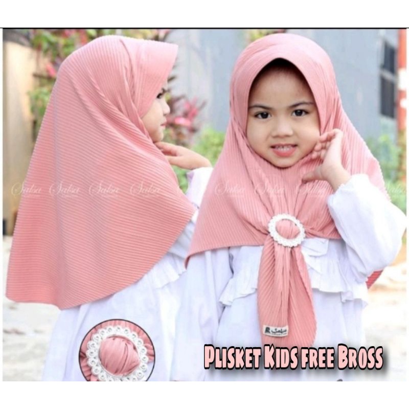 HIJAB ANAK PLISKET FREE BROSS CANTIK