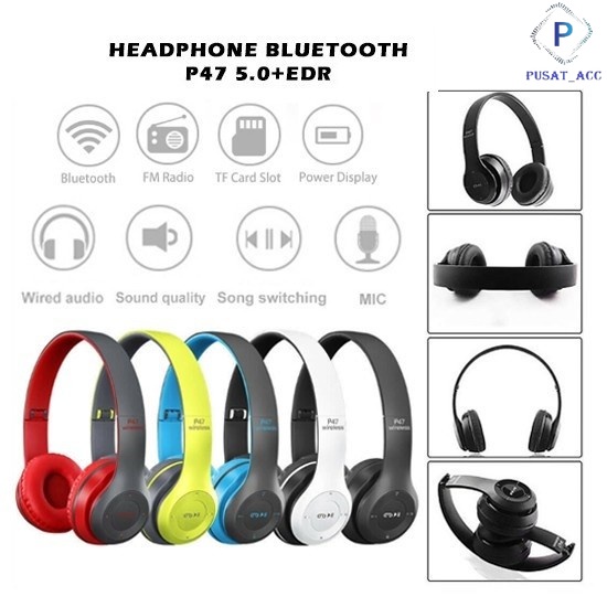 Headphone Bluetooth Bando DJ Wireless P47 Handsfree Headset  Bando Bluetooth