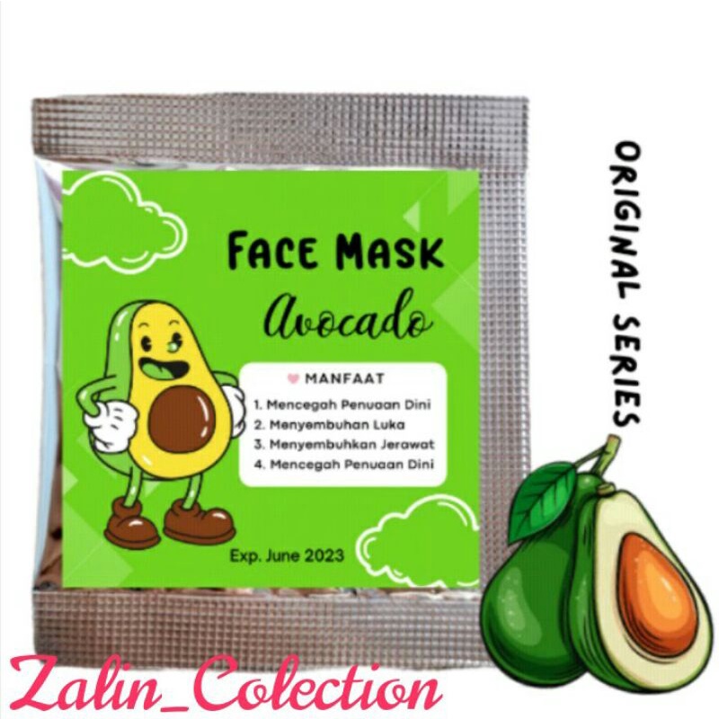 Masker wajah/Masker wajah organik/Masker wajah BPOM/Masker wajah (alpukat)