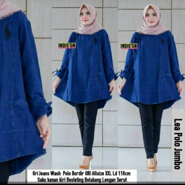 Lea polo jumbo/blouse jeans wash polo