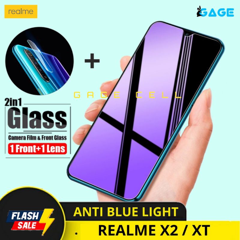 2in1 TEMPERED GLASS TG ANTI GORES BLUE LIGHT FULL LAYAR KAMERA REALME XT X2 SCREEN PROTECTOR