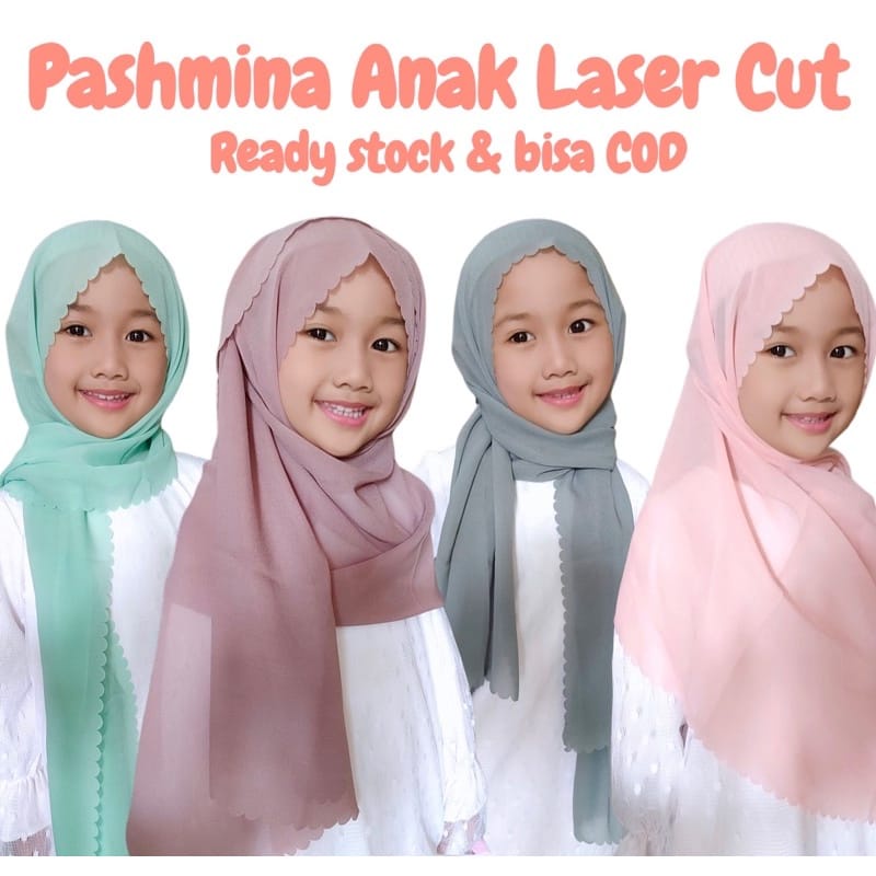 PROMO!!!pashmina anak pinggiran laser cut / pashmina / hijab anak / jilbab anak / kerudung anak (COD)