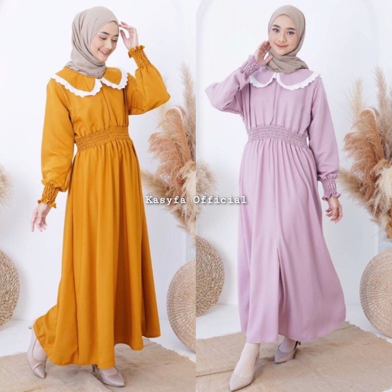 AULYA GAMIS KERAH RENDA // ALICE DRESS KERUT PINGGANG