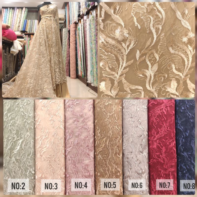 Kain Brokat Tile Motif Salur 3329