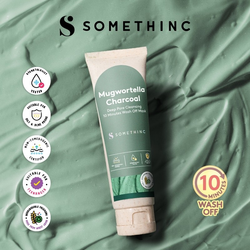 [BPOM] Somethinc Mugwortella Charcoal Deep Pore Cleansing | SKIN GOALS Brightening Glow 10-Minutes Wash Off Mask