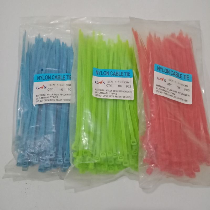 Kabel Tis Cable Ties 3.6 x 150 Biru Hijau Merah