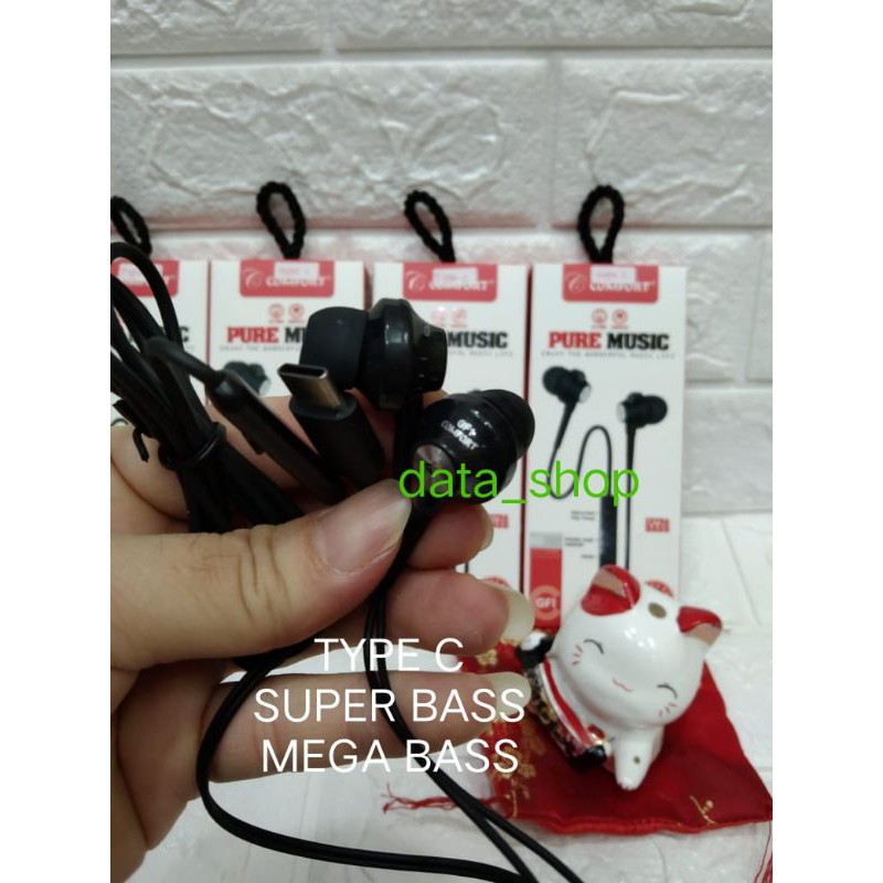 headset mega bass type c universal earphone pure bass handsfree super bass comfort GF1 TYPE C GROSIR