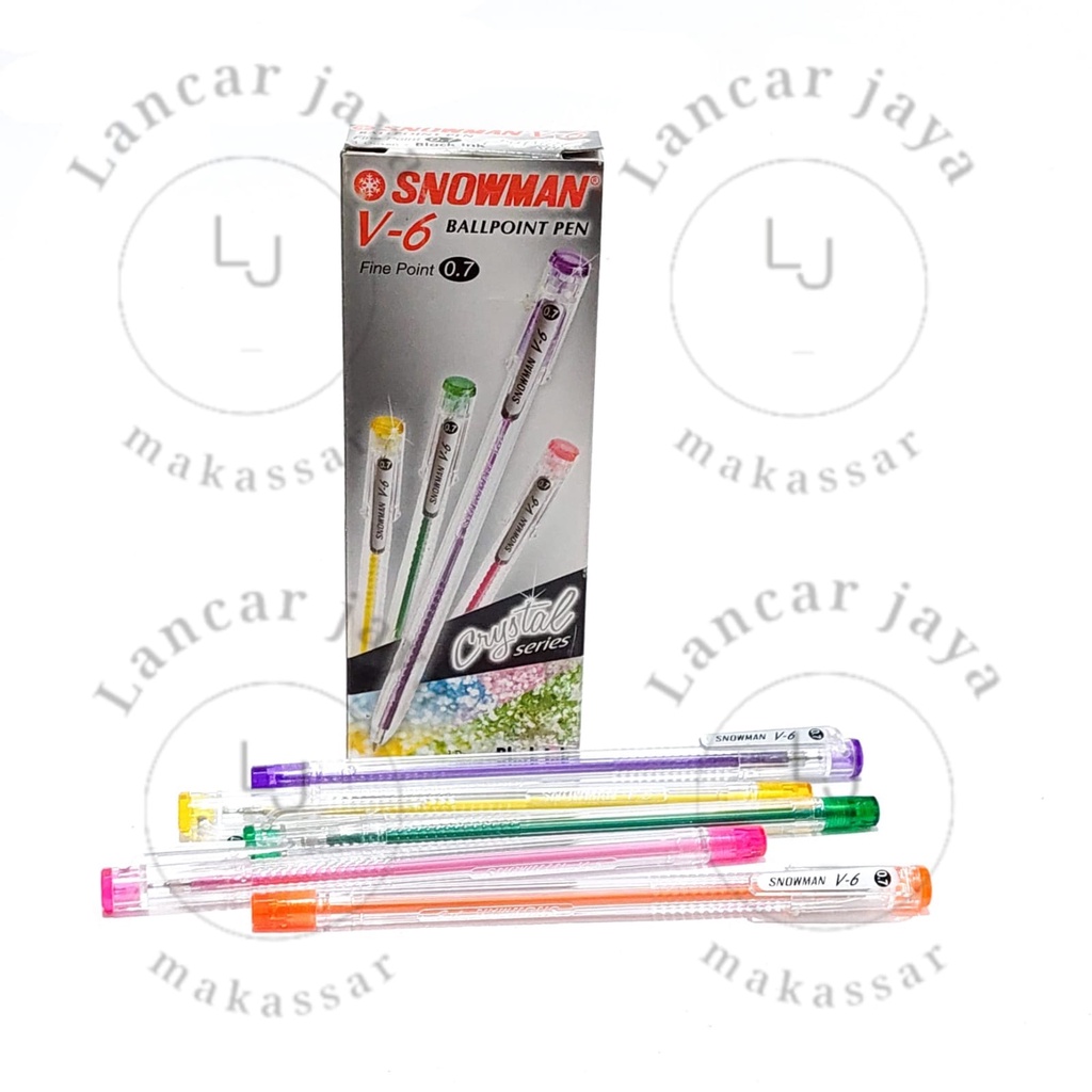 

[1 BOX / 12 PCS] Pulpen Ballpoint SNOWMAN V6 V-6 Semi-Gel Pen 0.7 mm