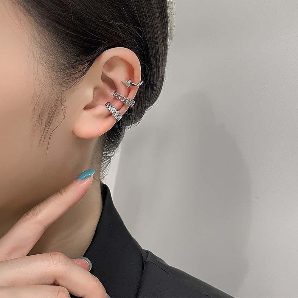 Mxbeauty Wanita Klip Telinga Punk Fashion Tulang Rawan Telinga Perhiasan Jewelry Hadiah Tanpa Tindik Ladies Star Earrings