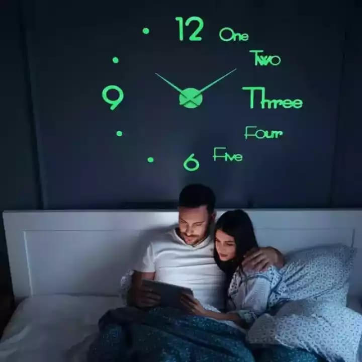 Jam Dinding Besar DIY Giant Wall Clock Quartz Glow in The Dark 80-130cm - Jam glow in the dark - Jam dinding tempel tembok - Jam dinding aesthetic - Jam dinding unik - Jam dinding murah - Jam dinding tempel tembok 3d nyala - Jam dinding lucu dan unik