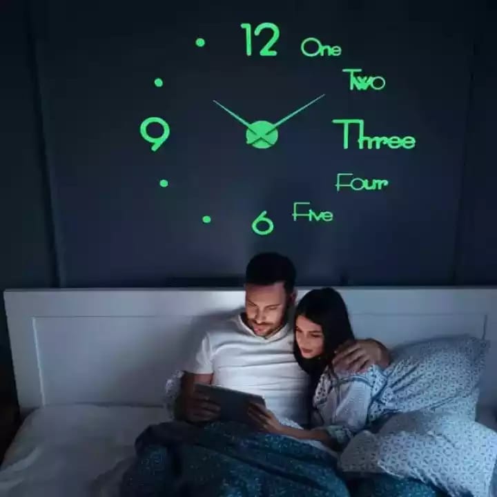 Jam Dinding Besar DIY Giant Wall Clock Quartz Glow in The Dark 80-130cm - Jam glow in the dark - Jam dinding tempel tembok - Jam dinding aesthetic - Jam dinding unik - Jam dinding murah - Jam dinding tempel tembok 3d nyala - Jam dinding lucu dan unik