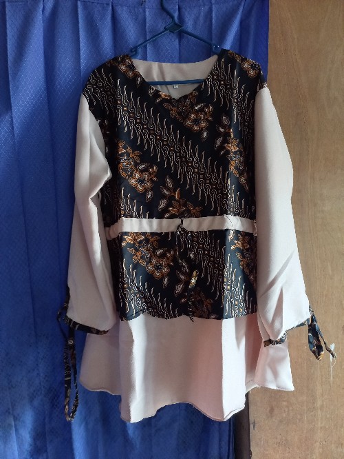 Tey-17 Batik Wanita Asj Sa Hrb026 Kenongo Kemeja Tosca Pendek