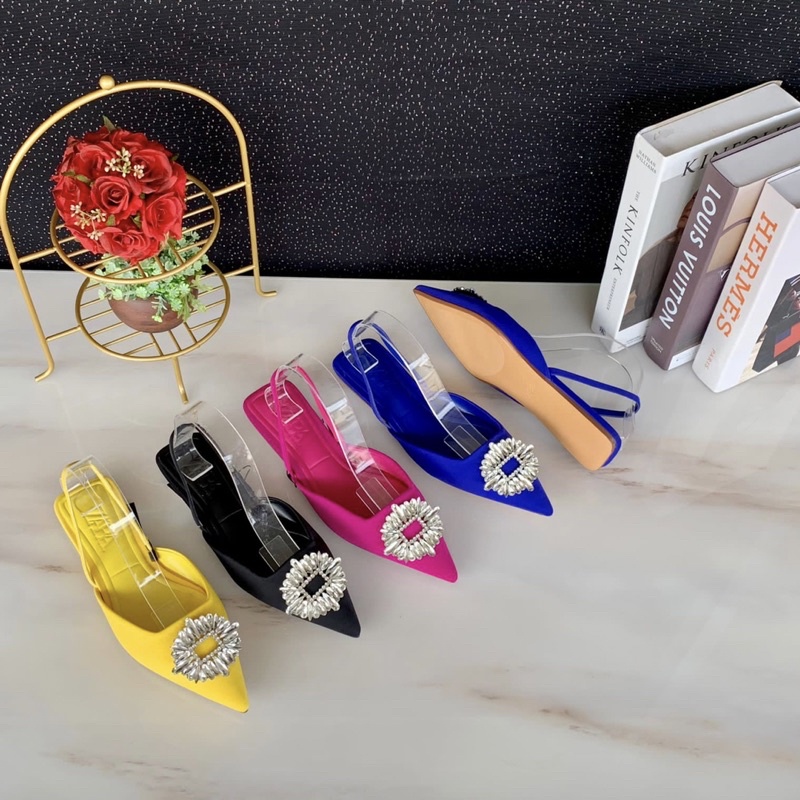 Flat sandals stripe back by Zara import high quality fashion shoes sandal wanita tali belakang sanda