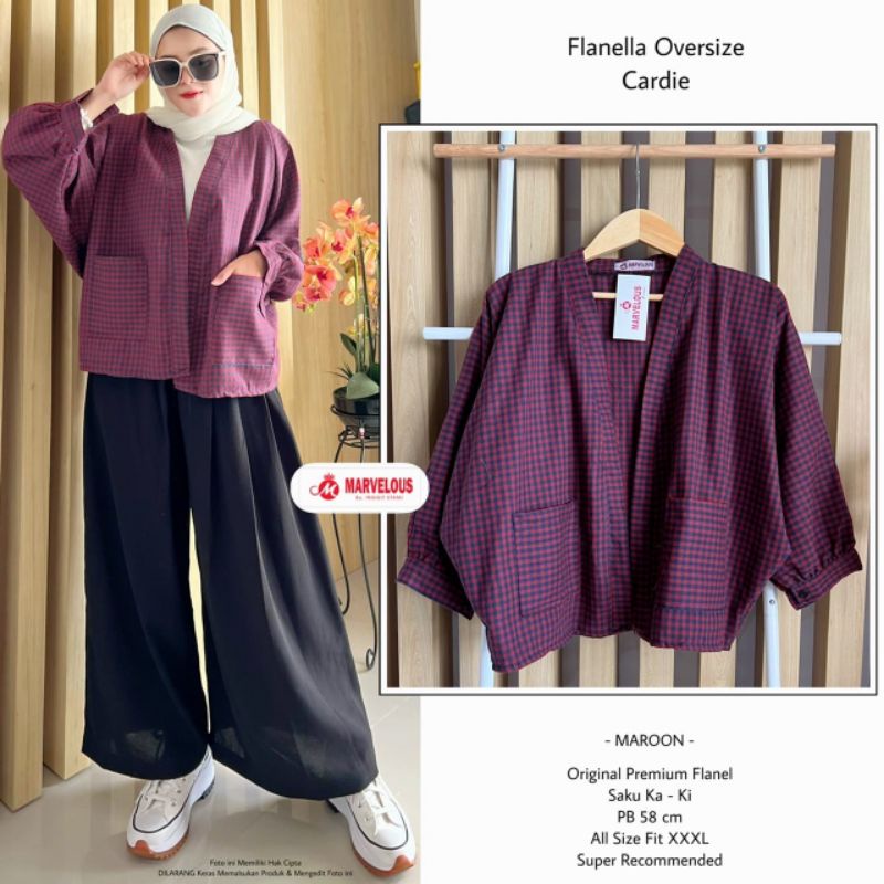 FLANELLA OVERSIZE CARDI BY MARVELOUS (CARDIGAN WANITA) Flanel cardi rekomended