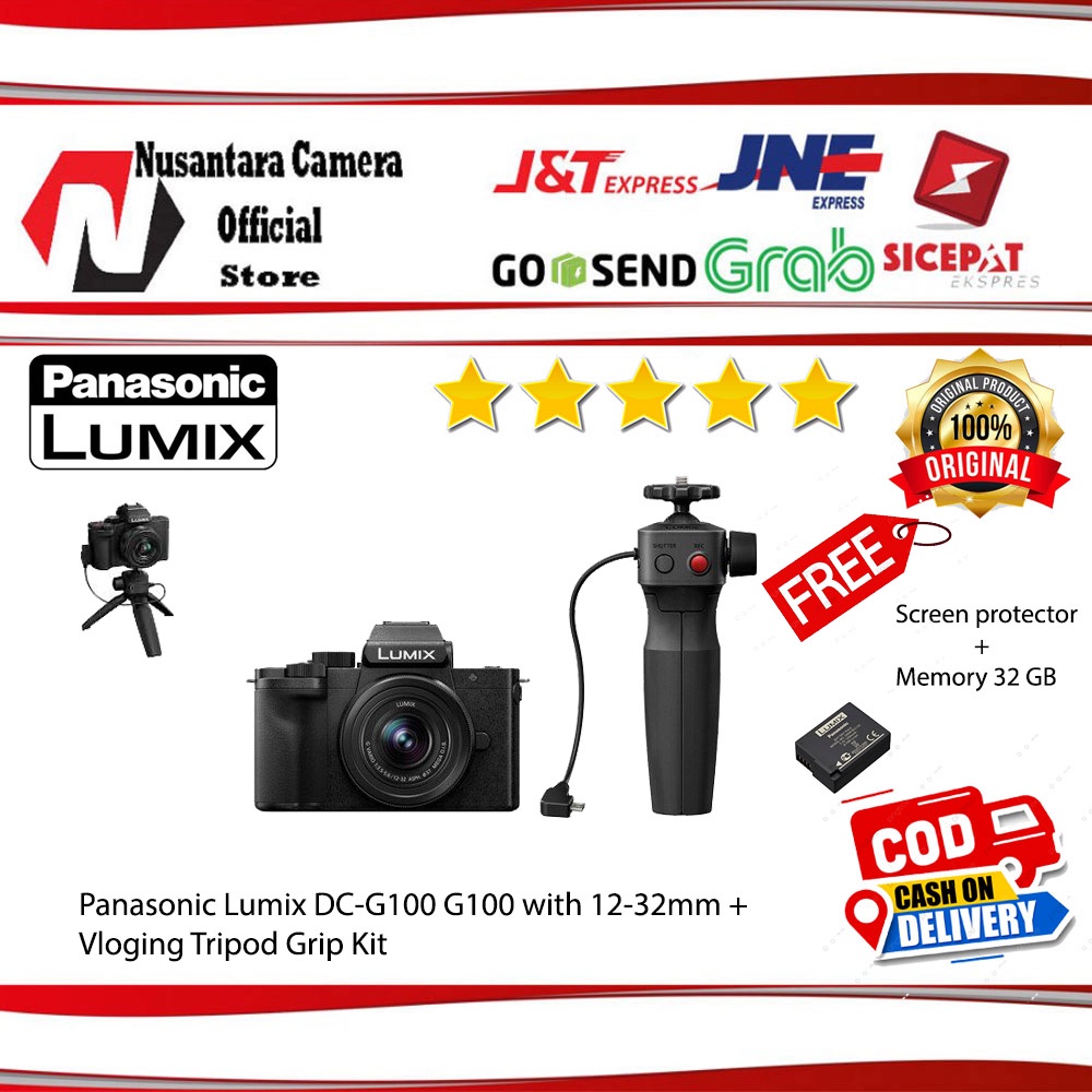 Panasonic Lumix DC-G100 G100 with 12-32mm + Vloging Tripod Grip Kit