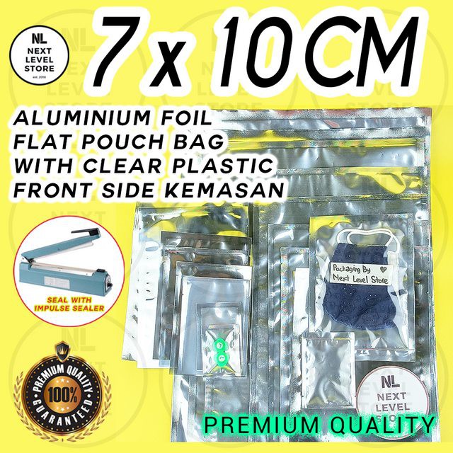 Aluminium Foil Pouch 7x10cm Flat Bag Clear Plastic Kemasan Premium
