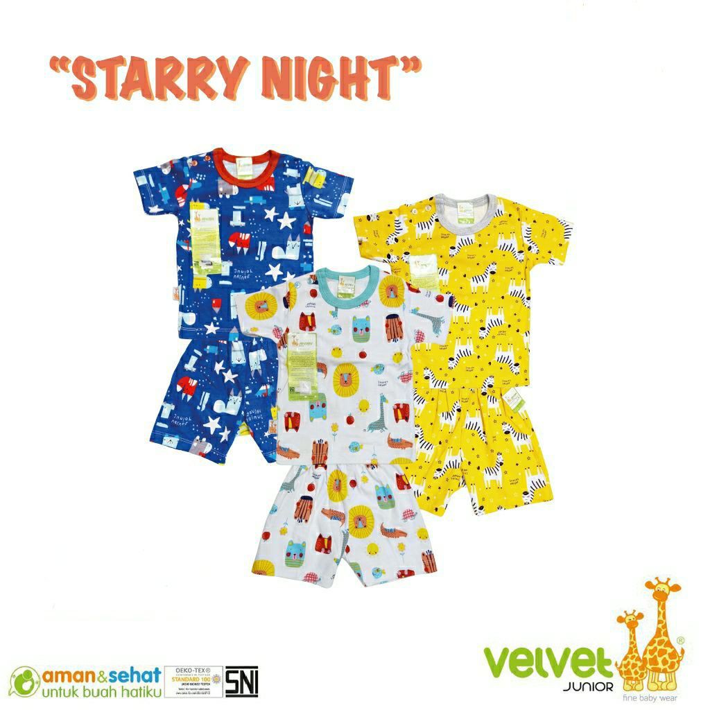 VELVET PIYAMA STARRY NIGHT SERIES / PIYAMA BAYI / SETELAN BAYI / VELVET