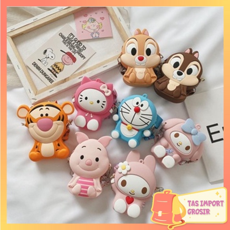TAS IMPORT GROSIR - T5081 Tas Anak Jelly Rubber Karakter / Tas Selempang Anak / Tas Mini Karakter / 