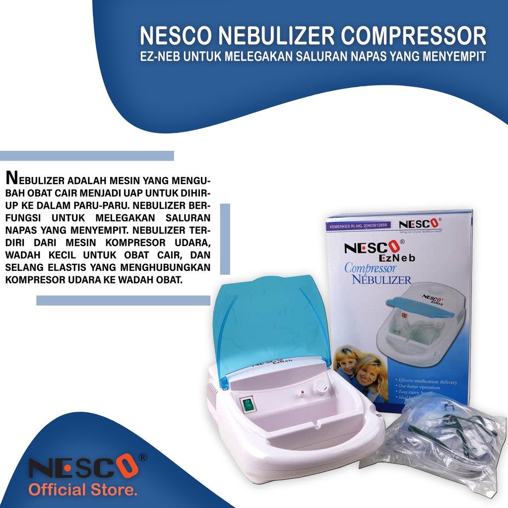 Nesco Nebulizer Compressor Ez-Neb untuk melegakan saluran napas yang menyempit