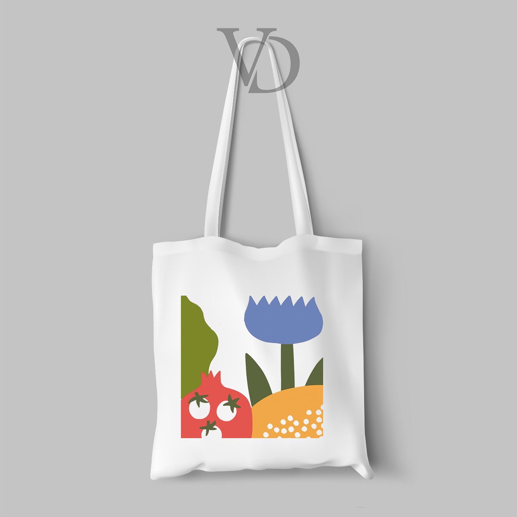 TOTE BAG BAHAN KANVAS MOTIF NORDIC TROPICAL ART TERBARU / AESTHETIC TOTE BAG / TAS BELANJA MOTIF