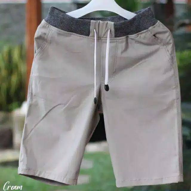 [BIG SIZE] Celana Chino Pendek Pria mick pinggang karet rip katun twill krem coklat surfing santaI