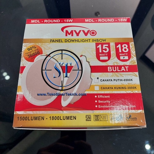 MYVO Panel LED Lighting 18W / Lampu Panel Downlight 18 Watt Ceiling Light Bolham Inbow Sorot Plafon Rumah Tipis Slim Hemat Energi Listrik