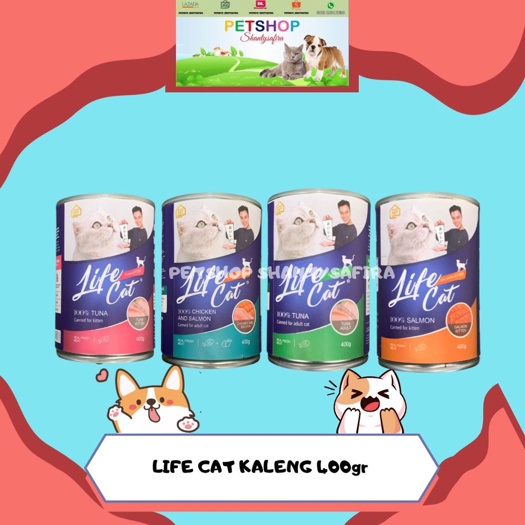 MAKANAN KUCING BASAH TER-BEST SELLER LIFECAT LIFE CAT KALENG 400 GR WET FOOD KITTEN / ADULT