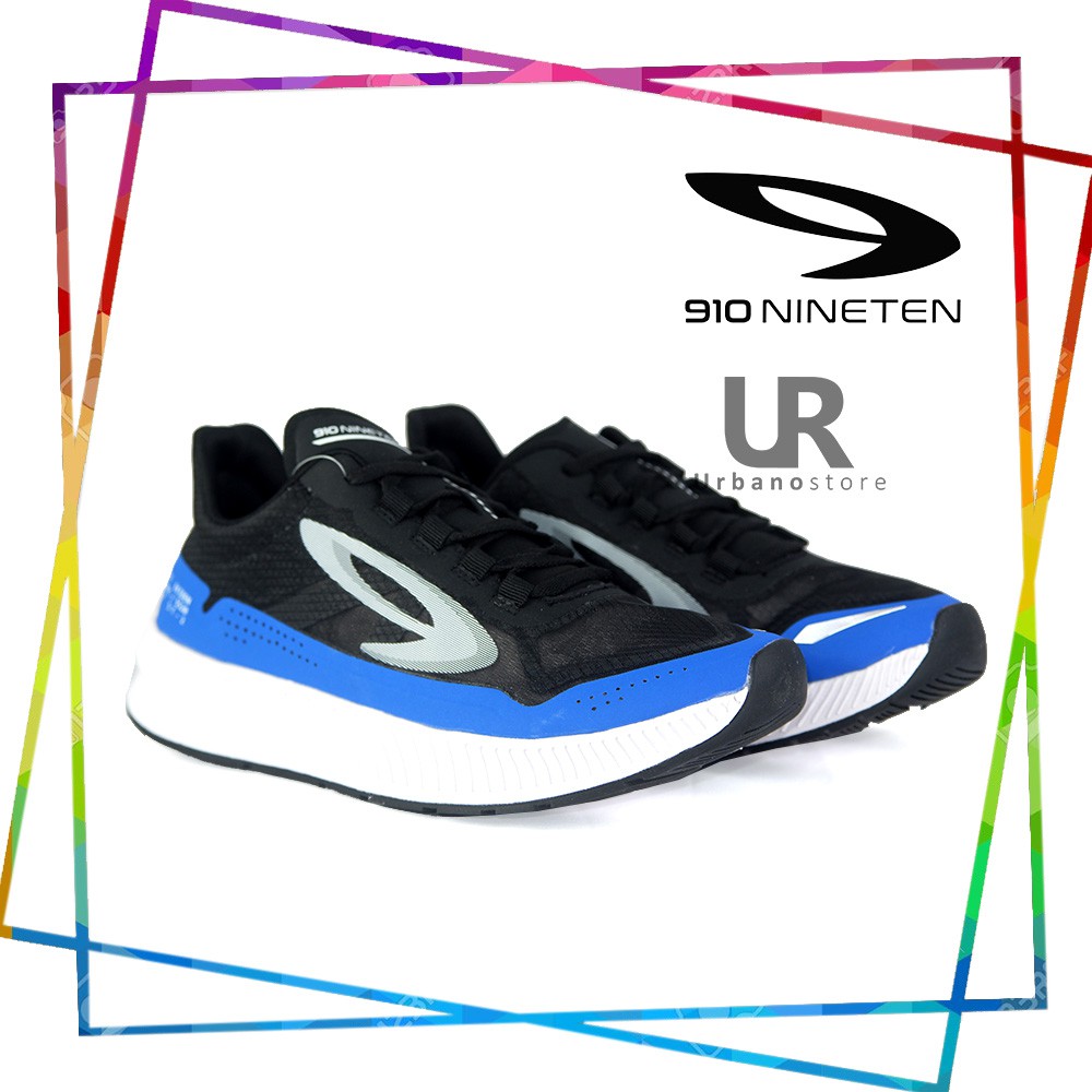 Sepatu Sneakers Running Original 910 NINETEN GEIST EKIDEN - Biru Royal Hitam Putih