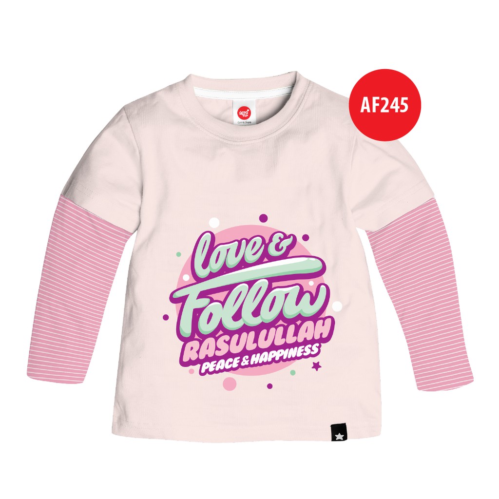 Kaos Afrakids AF245 &quot;LOVE &amp; FOLLOW RASULULLAH&quot; Lengan Panjang