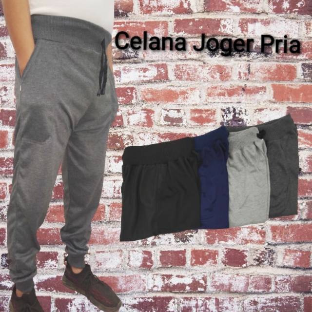 Celana joger pria jumbo training pria wanita dewasa olahraga, Celana trening running jogging gym tra