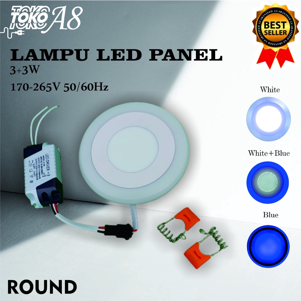 Downlight LED Panel 2 Warna 3+3 Watt/6+3watt/12+4wett Bulat dan Persegi