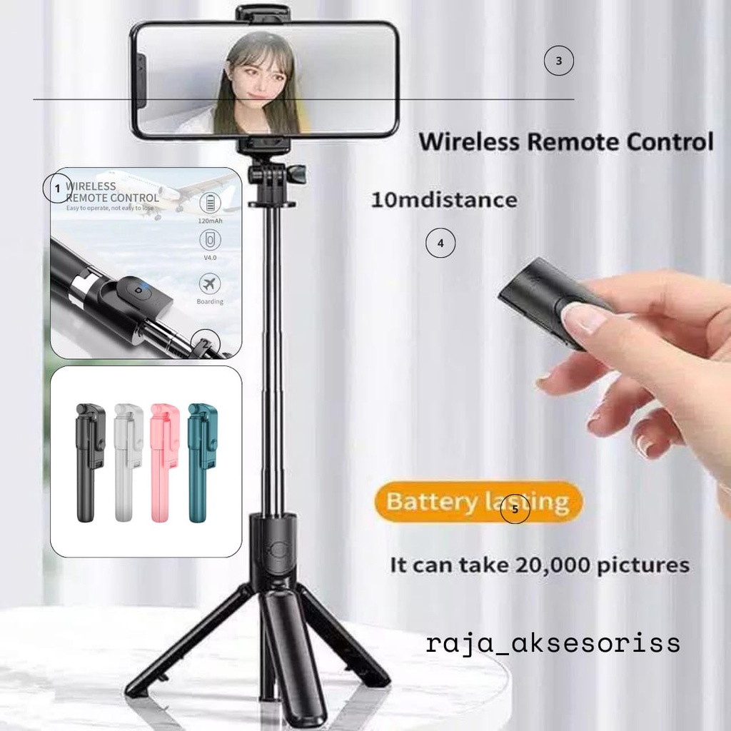 (RA) TRIPOD TONGSIS 3 in 1 R1 / TONGSIS WIRELESS / TRIPOD BLUETOOTH REMOTE CONTROL / SELFIE STICK TRIPOD 360°