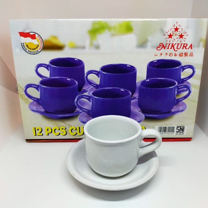 Cangkir Set Keramik 12 Pcs Nikura / Cangkir Kopi / Cangkir Teh Kaca / Cangkir Keramik - Random Colour