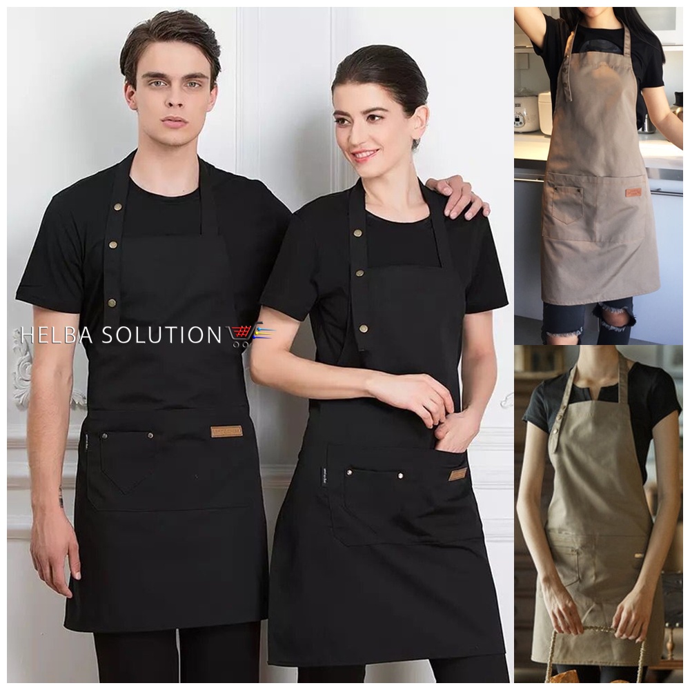 Celemek Masak APRON Barista Chef Koki Waiters Bartender Clemek Dapur Pria Wanita Anti Air Korean Style