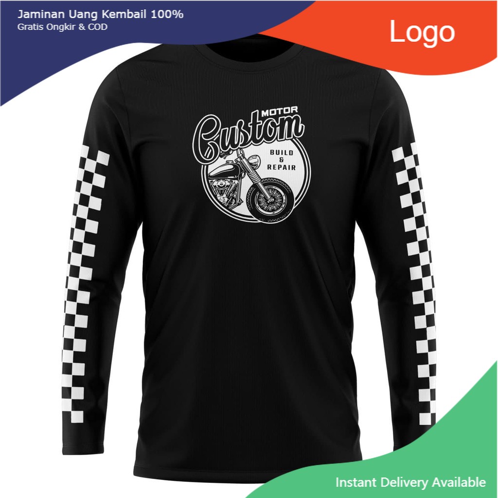 Pakaian Pria Kaos Motor Custom Garage Racing Baju Motor Lengan Panjang