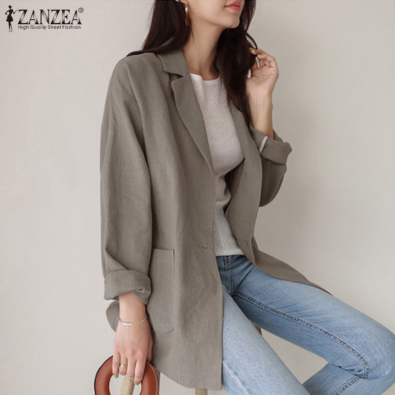 ZANZEA Women Lapel Loose Turn-Down-Collar Long Sleeve Casual Blazer