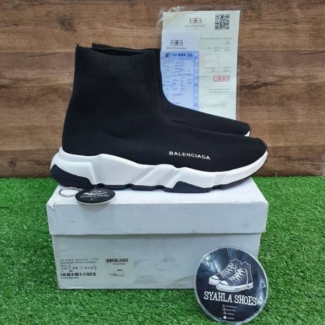 BALENCiAGA Speed Knit Lace Up Blue Sneakers Size EU 43