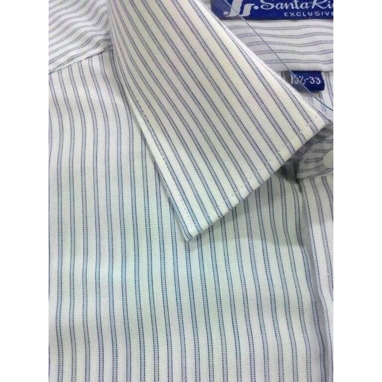 Kemeja Pria Santa Ricci Panjang Reguler Putih Salur Biru Basic