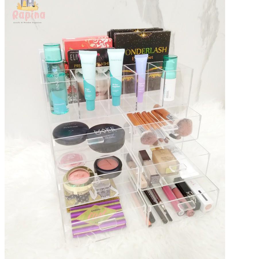 KOTAK MAKE UP EMILY - ACRYLIC MAKEUP ORGANIZER / TEMPAT MAKE UP AKRILIK
