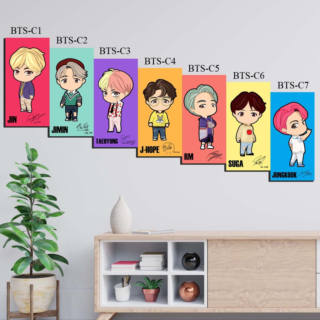 Hiasan dinding Kamar / Pajangan Rumah/ Decor ART BTS CARTOON Terbaru BERKUALITAS!!!