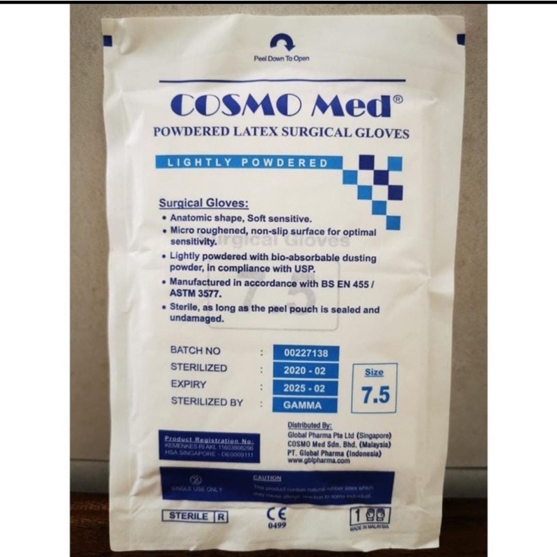 sarung tangan steril cosmo med ( 50 pasang 1 box )