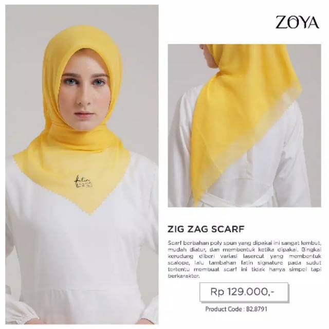 Zoya Fatin Zig-Zag Series - Kerudung Segiempat Polos - Hijab Murah