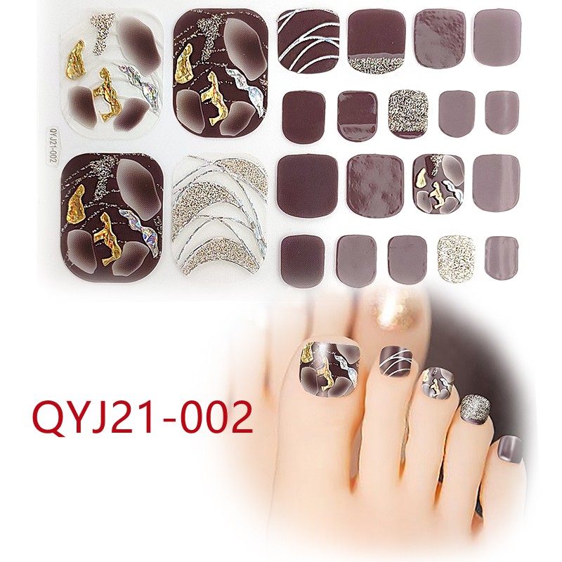 Qyj21-001 - 020 22pcs / Lembar Stiker Kuku Kaki 3d Diy Untuk Nail Art