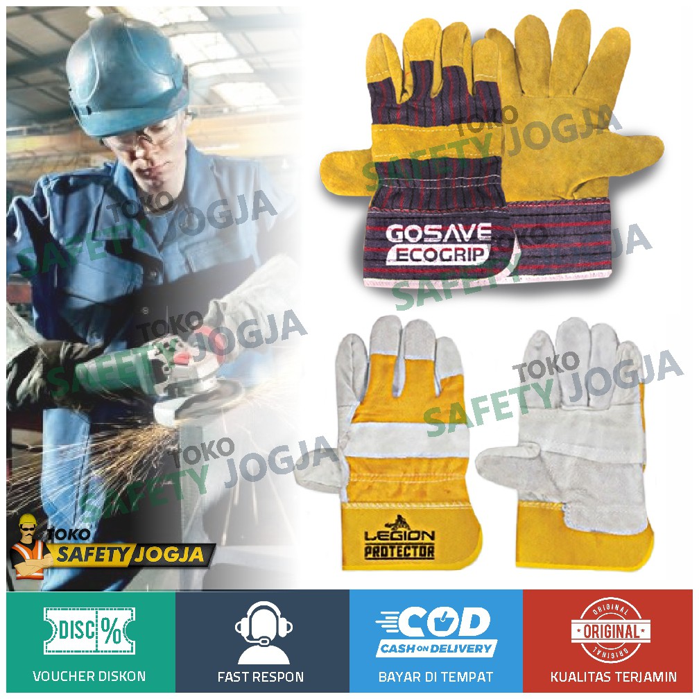 SARUNG TANGAN KULIT SAFETY KERJA KOMBINASI KAIN GOSAVE