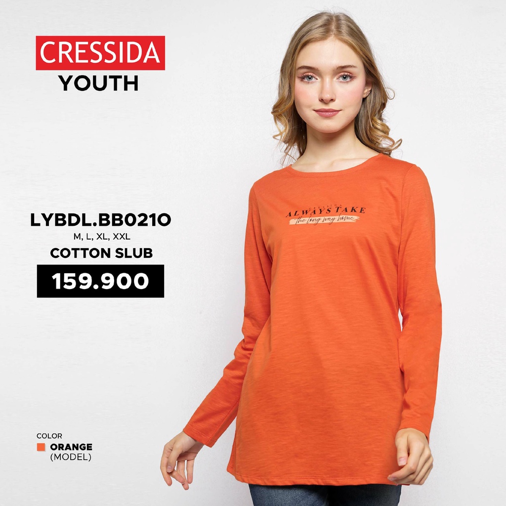 KAOS KATUN LENGAN PANJANG WANITA, KAOS ORANGE CRESSIDA LYBDL.BB021O