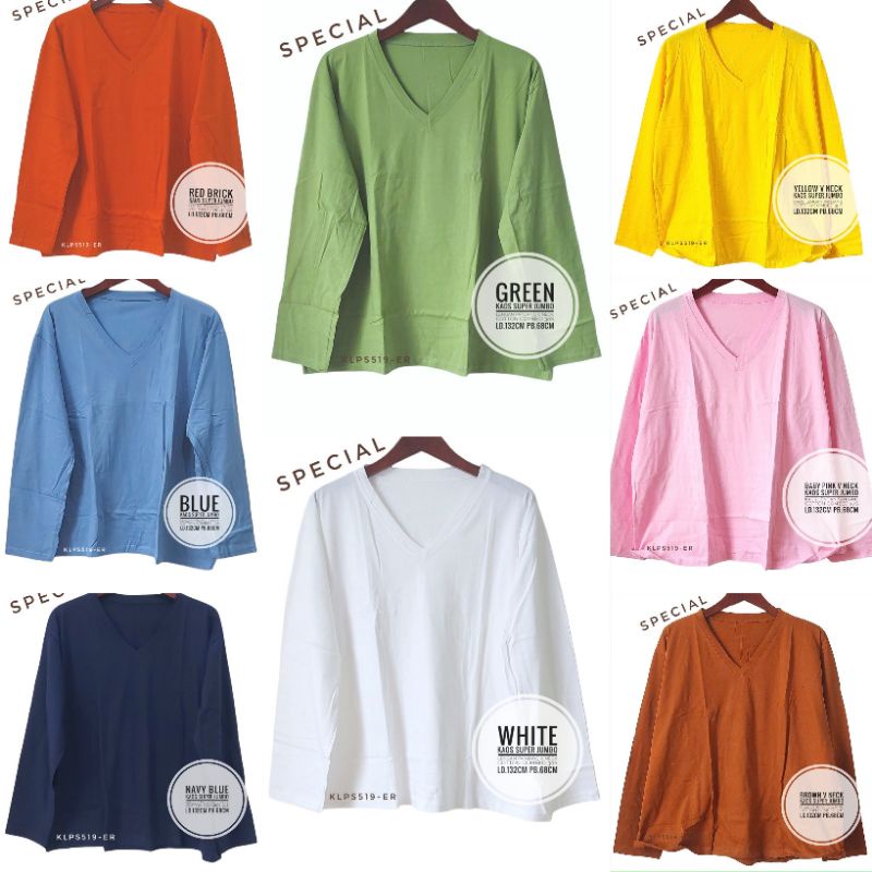 Kaos Polos Wanita Super Jumbo Ld130 Lengan Panjang